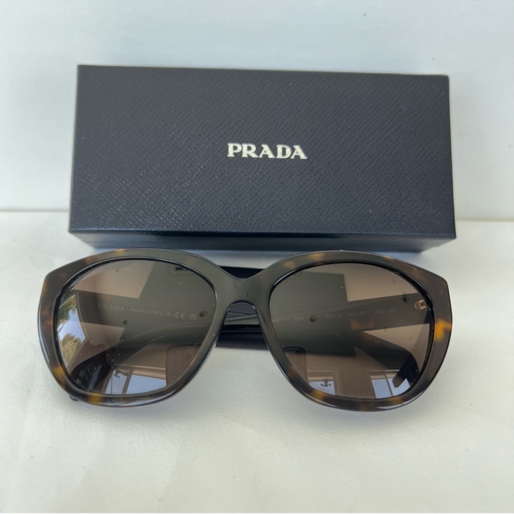 PRADA Brown Lenses Tortoise Gold Frame Cat Eye Style SPR 16X - F Sunglasses